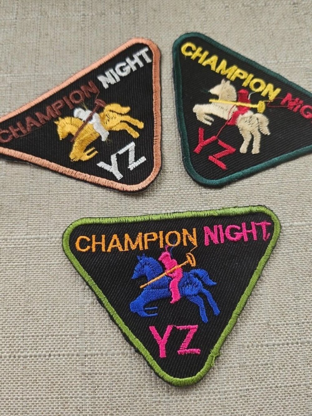 Lot of 3 Iron on Patches for Jackets Clothes Craft Embroidery Champion Night NEW - Picture 1 of 12